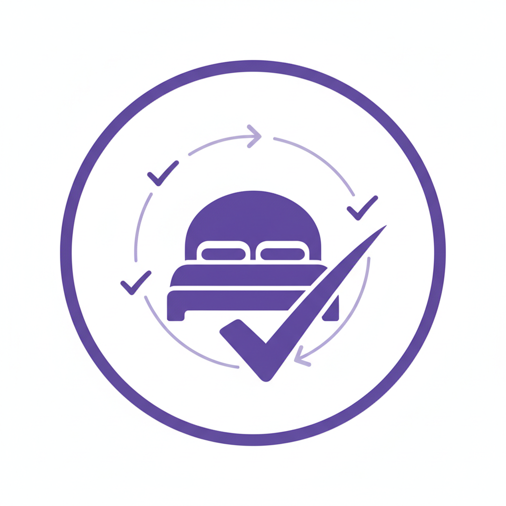 white and purple icon for end to end bedroom solutions